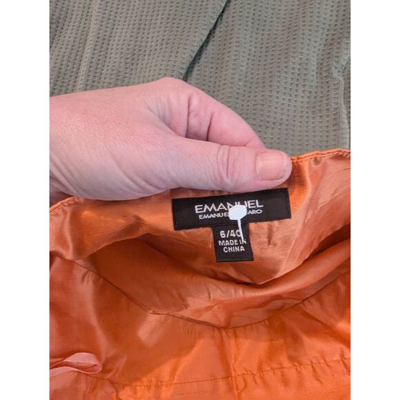 Emanual Ungaro Women's Size 6 100% Silk Peach Knee Length Dress Sleeveless - Picture 7 of 7